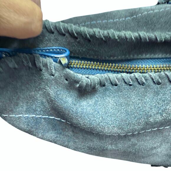 Vintage Coach Soho Fringe Blue Suede Large Hobo #4277 Shoulder Bag Y2K Rare - Picture 8 of 10